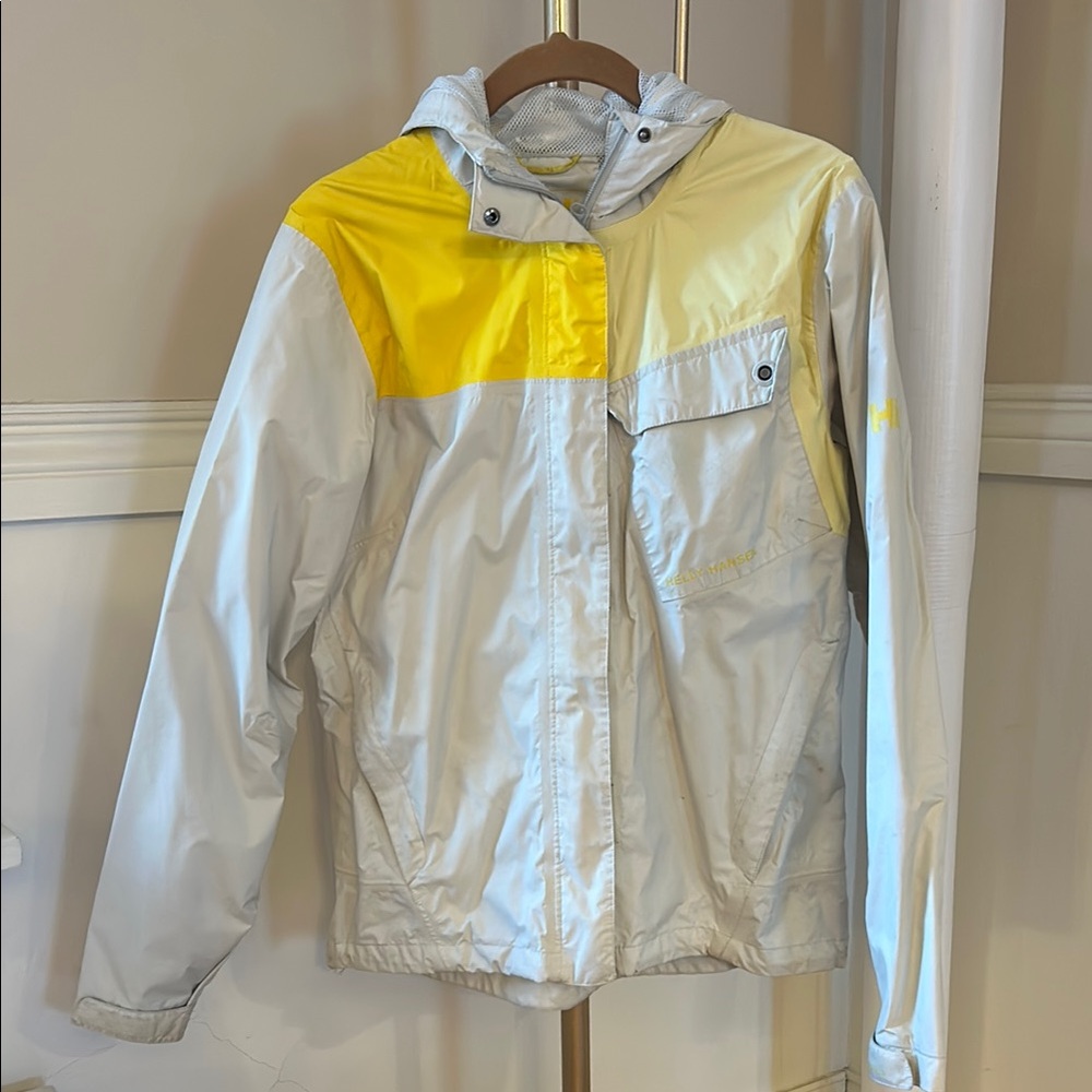 Helly Hansen Cream and Yellow Waterproof Jacket with Mesh Lining